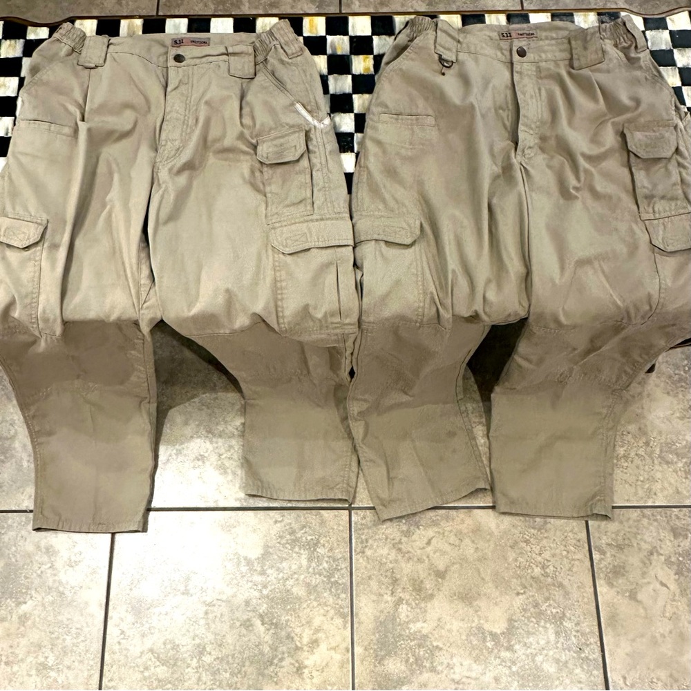 5.11 PANTS TACTICAL KHAKI COTTON CANVAS (2)Pant SET 34x32 - Picture 1 of 7